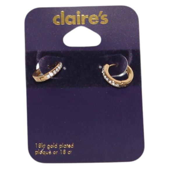 18kt Gold Plated 10MM Embellished Hoop Earrings - Picture 4 of 5